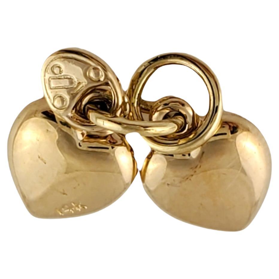 14K Yellow Gold Double Heart Charm