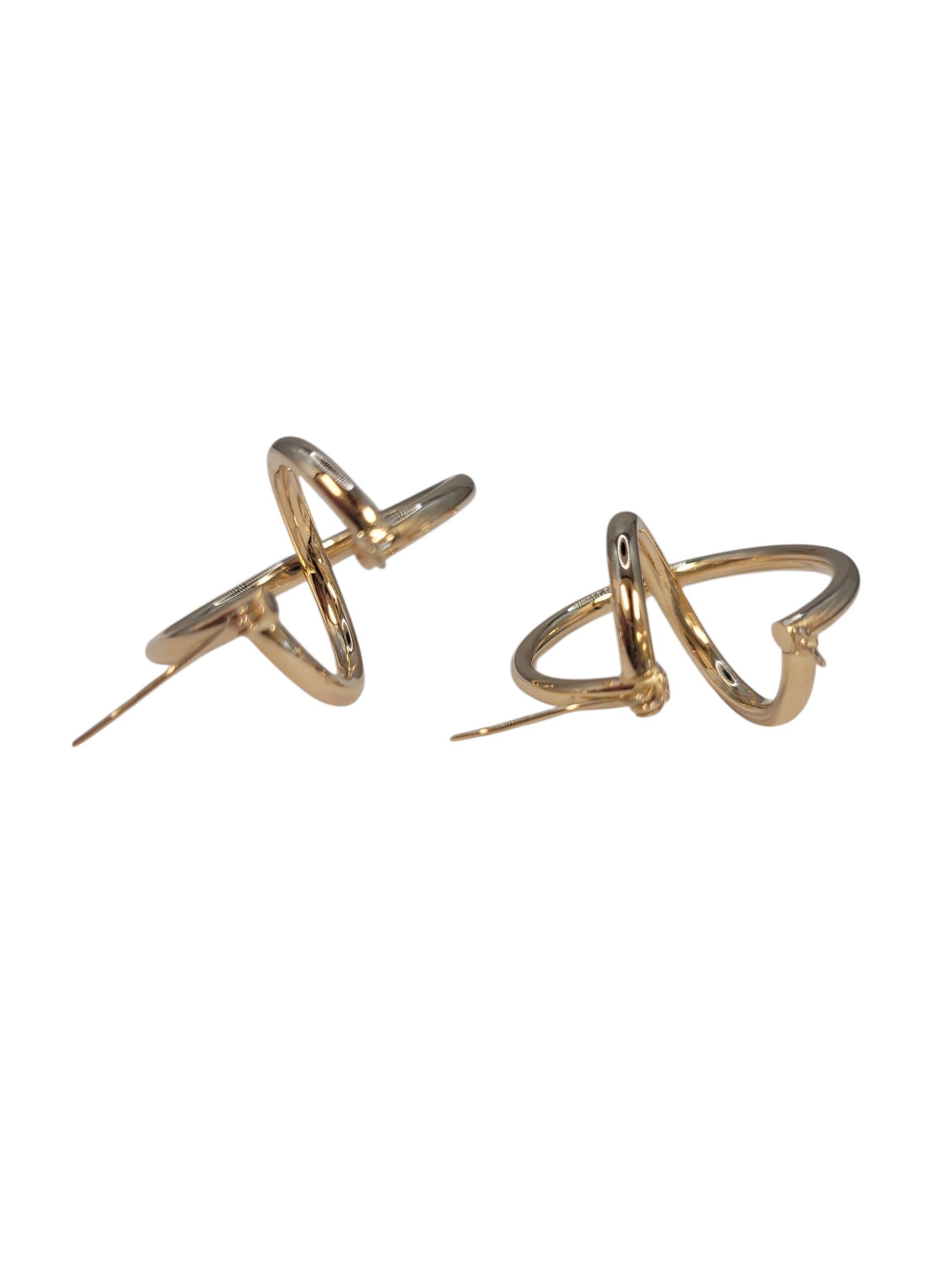 Moderne Boucles d'oreilles double en or jaune 14k #23250 en vente