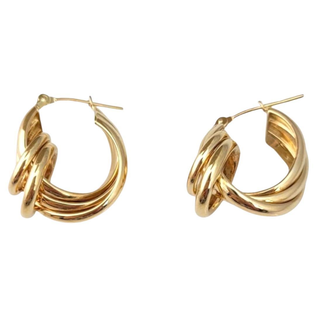 14K Yellow Gold Double Knot Hoop Earrings #21704