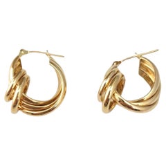 14K Yellow Gold Double Knot Hoop Earrings #21704
