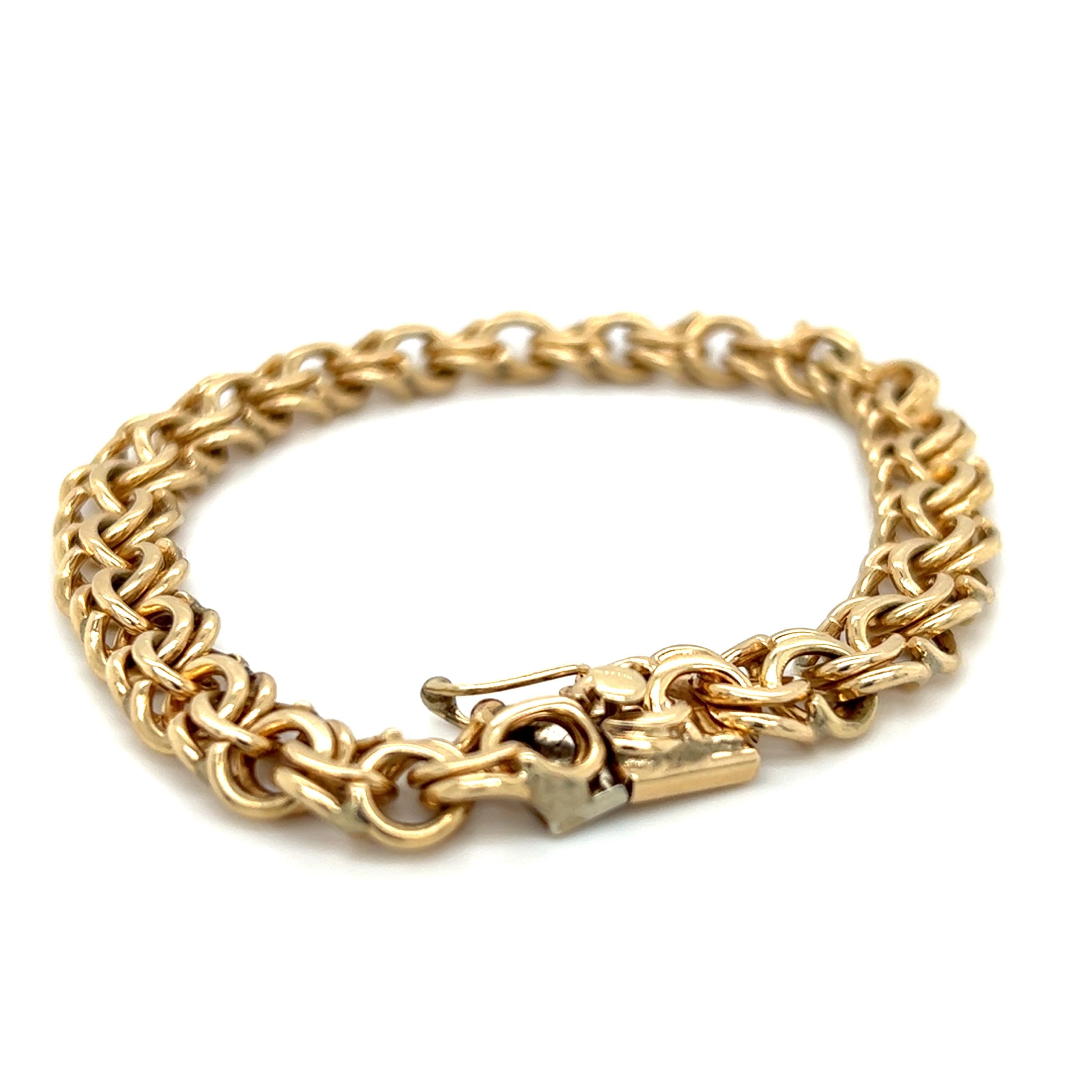 Ein 14-karätiges Gelbgold-Doppelgliederarmband mit einer Breite von 8,5 mm und einer Länge von 7,5