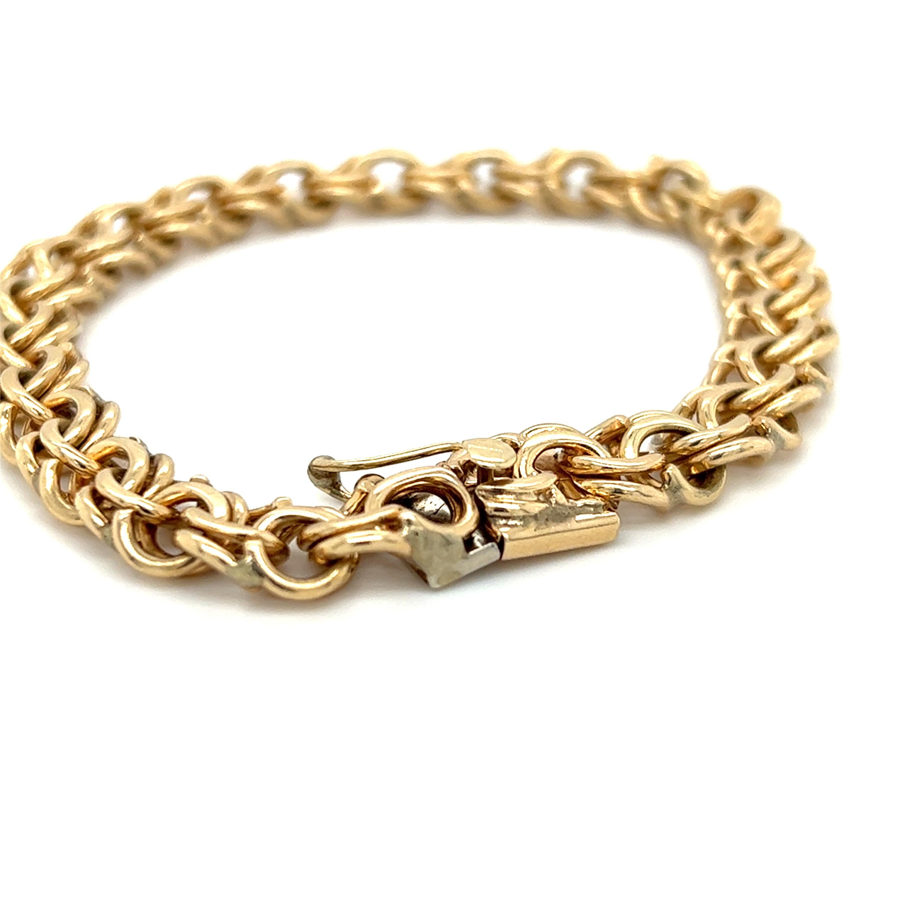 14 Karat Gelbgold Doppelgliederkette-Armband (Zeitgenössisch)