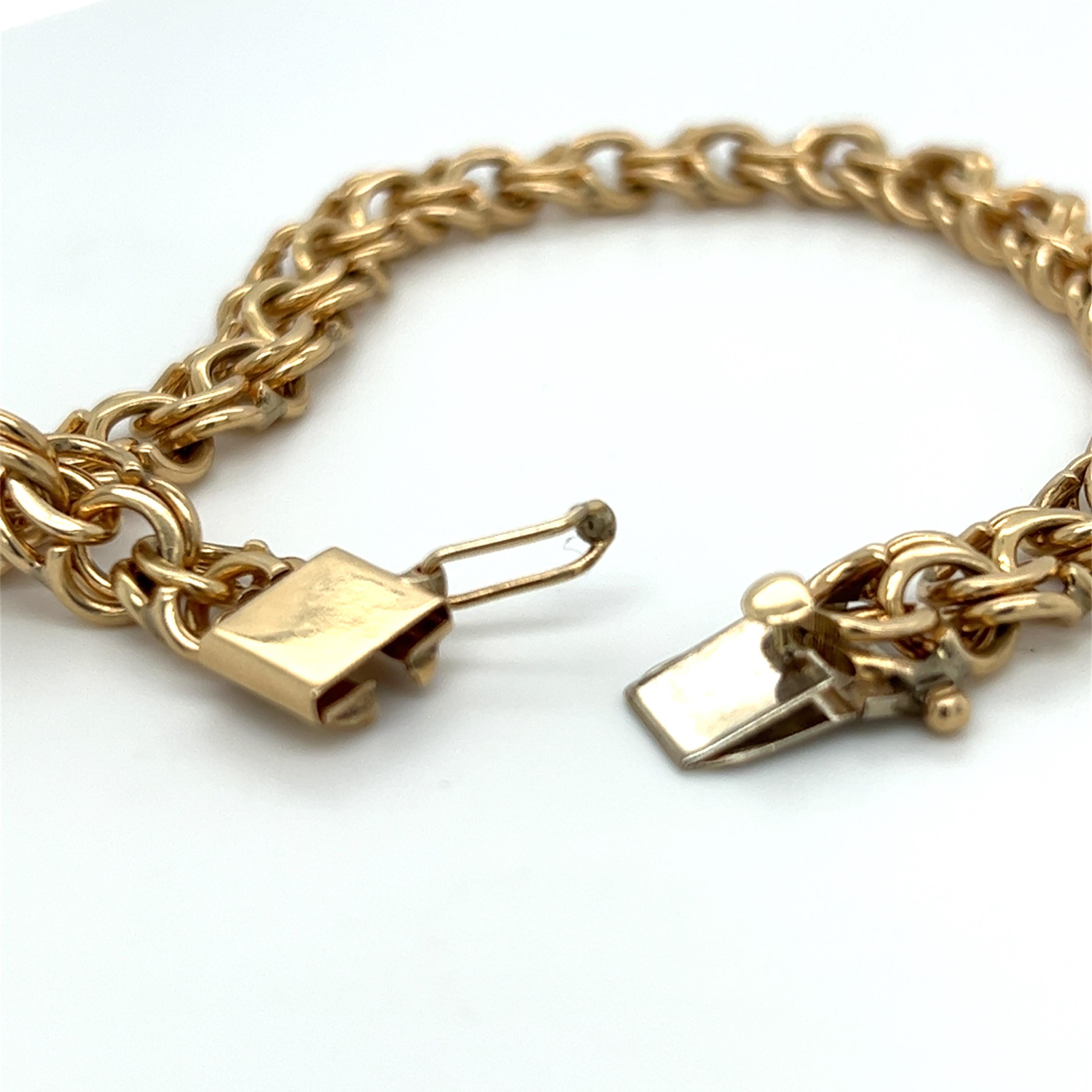 14 Karat Gelbgold Doppelgliederkette-Armband im Zustand „Gut“ in Towson, MD