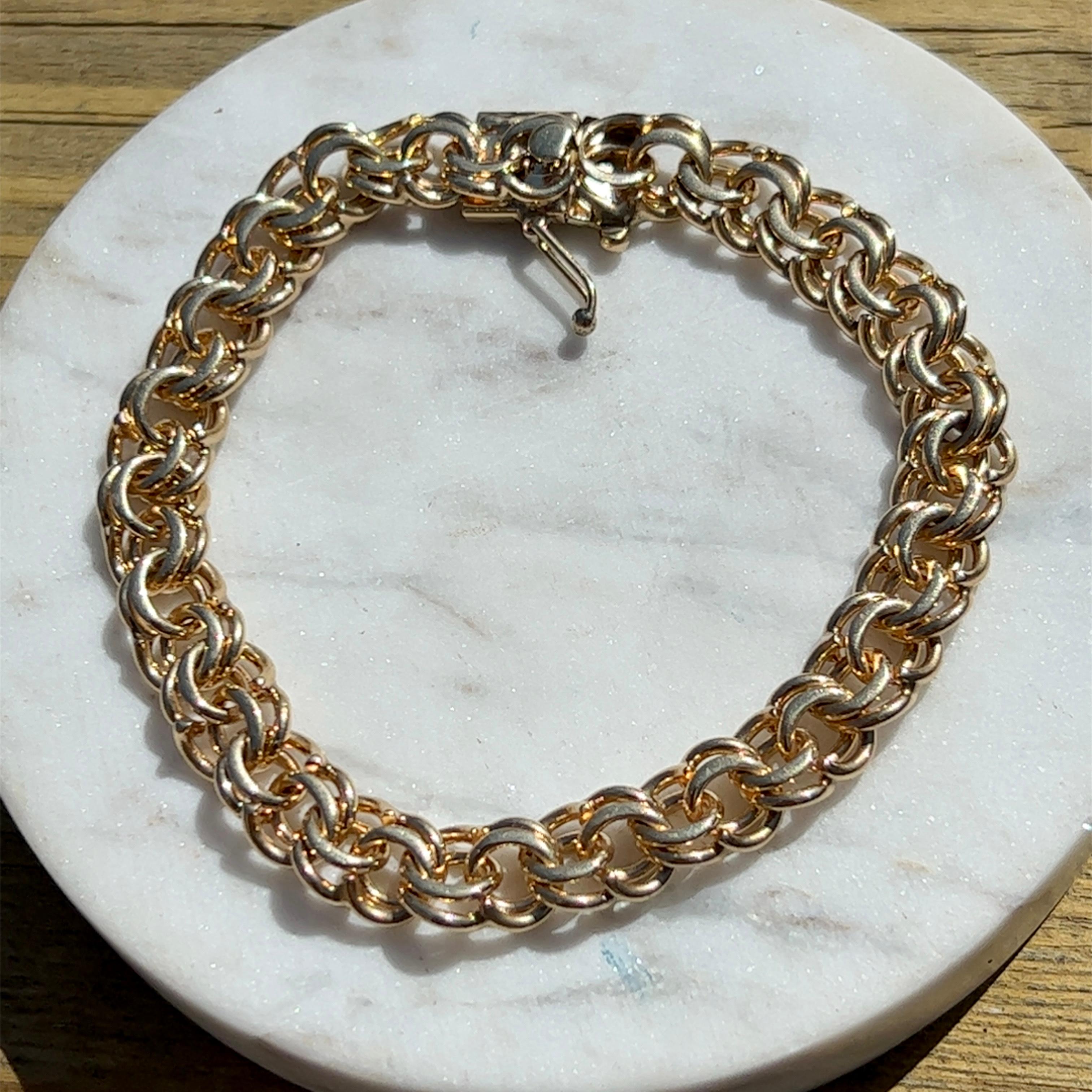 14 Karat Gelbgold Doppelgliederkette-Armband 2