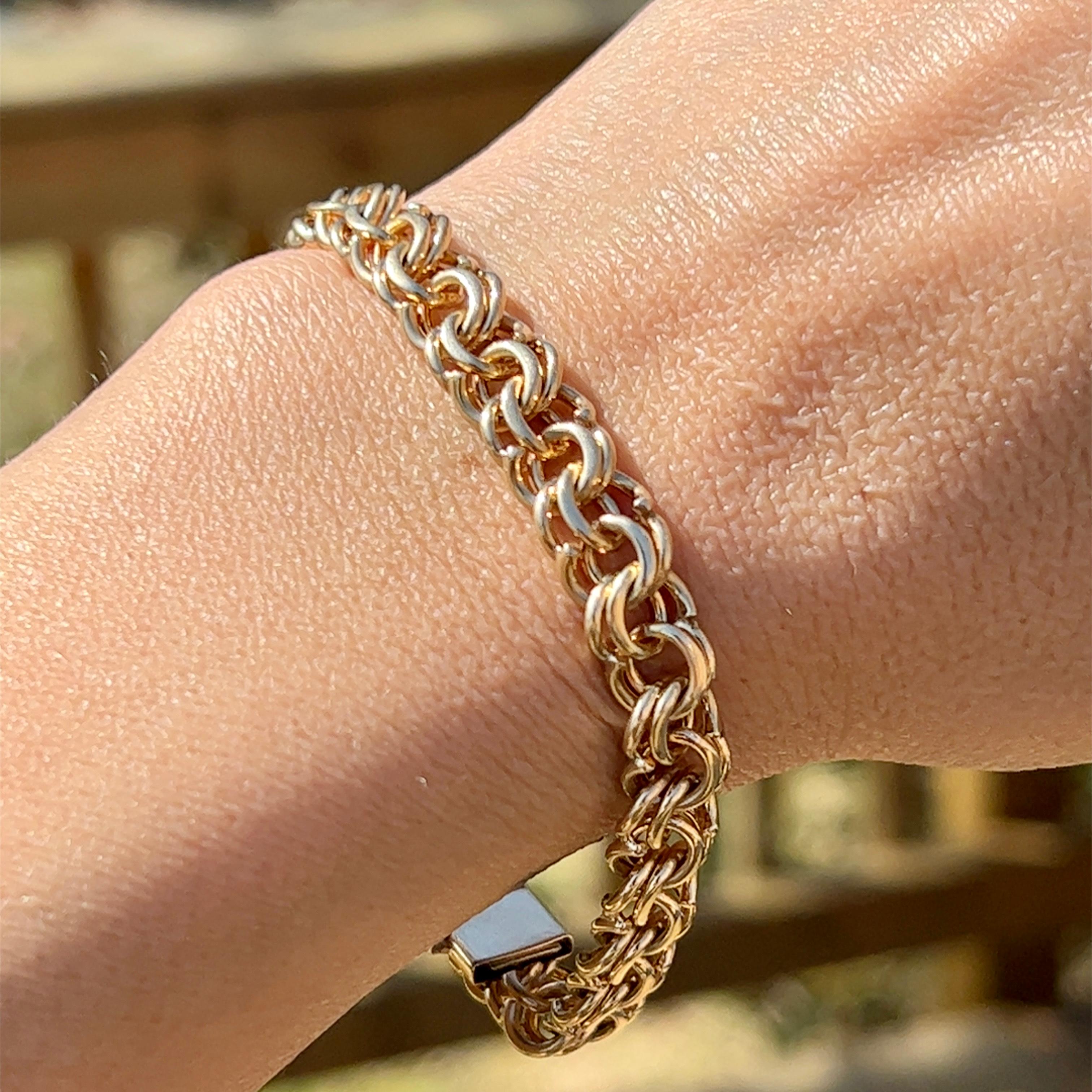 14 Karat Gelbgold Doppelgliederkette-Armband 3