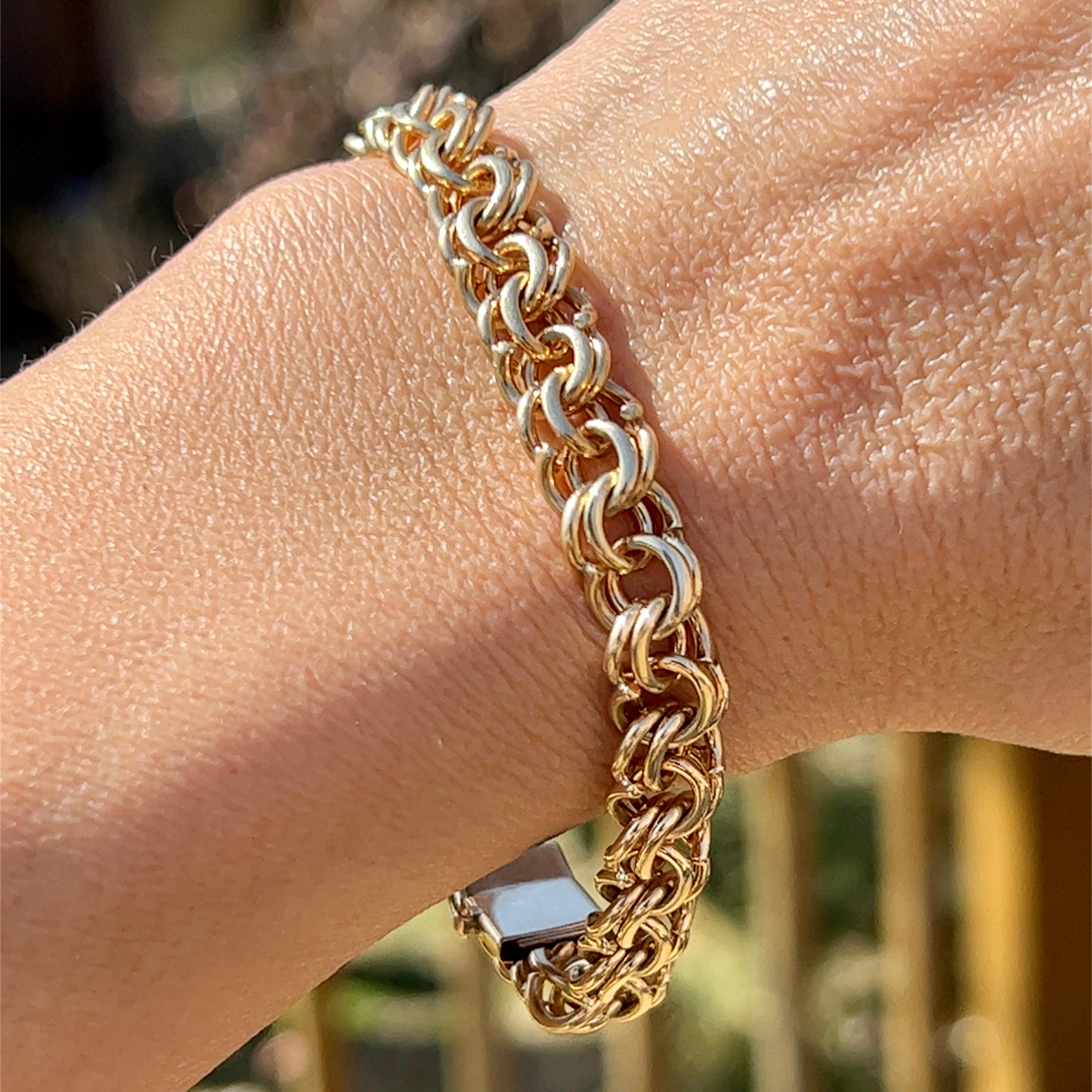 14 Karat Gelbgold Doppelgliederkette-Armband 4