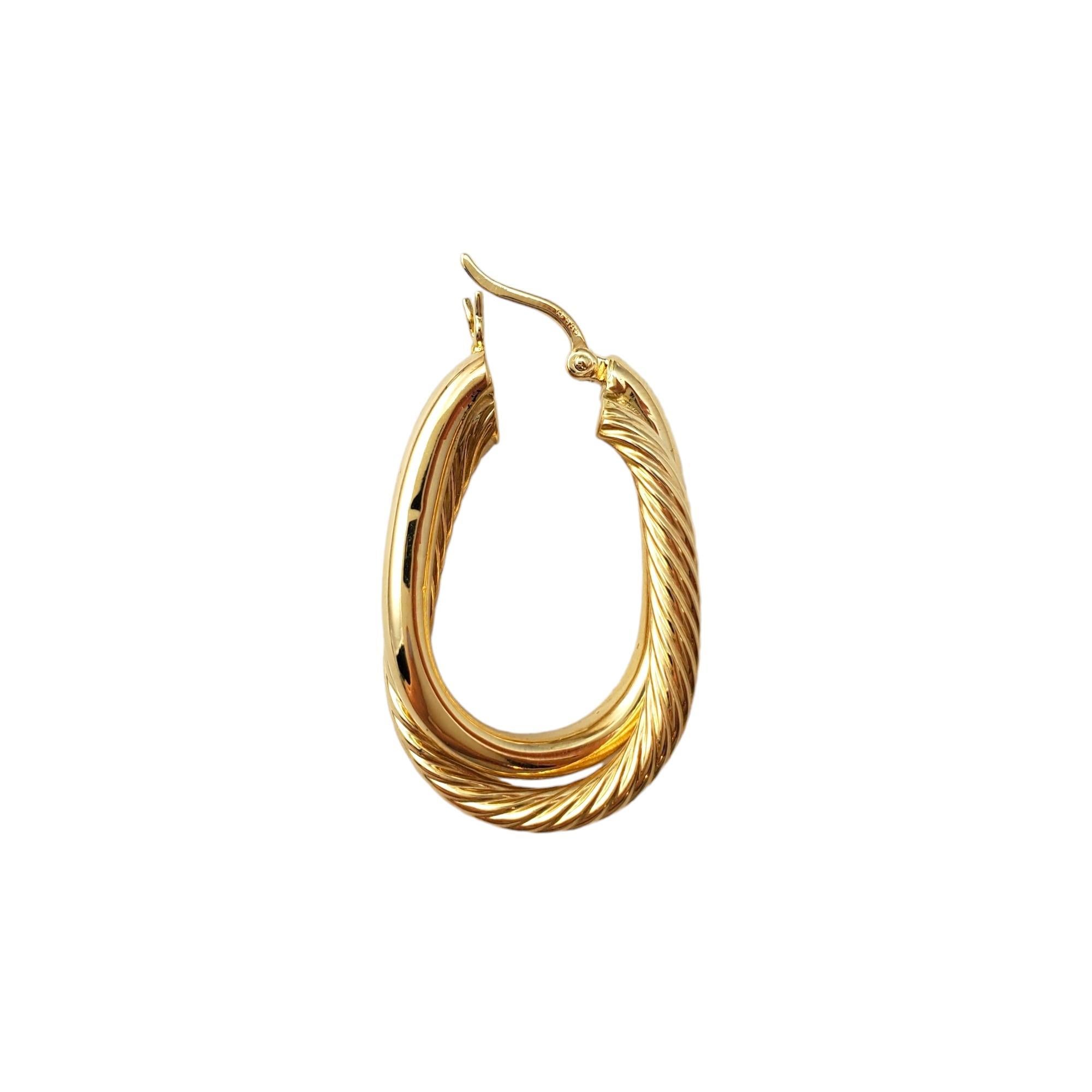 14K Yellow Gold Double Oval Cable Hoop Earrings #16658 For Sale 3