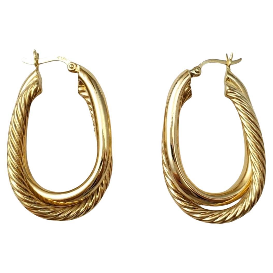 14K Yellow Gold Double Oval Cable Hoop Earrings #16658 For Sale