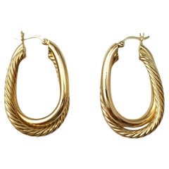 14K Yellow Gold Double Oval Cable Hoop Earrings #16658