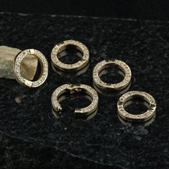 14k Yellow Gold Double Side Natural Diamond Round Openable Clasp Lock Finding