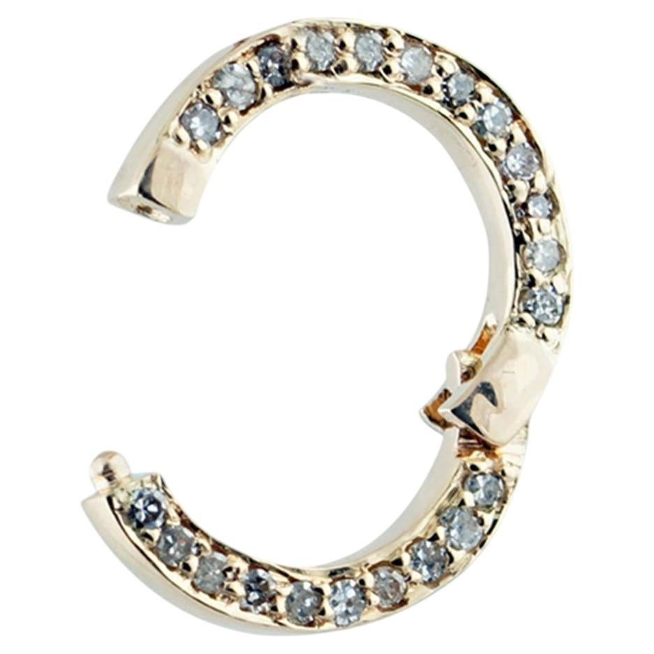 14k Yellow Gold Double Side Natural Diamond Round Openable Clasp Lock Finding