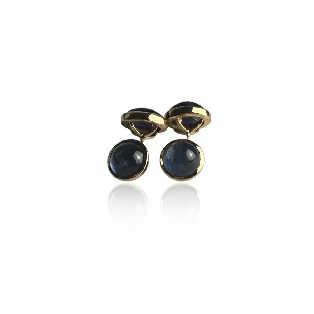 Gemelli in oro giallo 14K con zaffiro cabochon di Ceylon a doppia faccia 12,22 carati in vendita 4