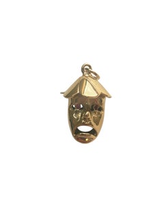 14K Yellow Gold Double Sided Drama Mask Pendant #25563