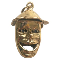 14K Yellow Gold Double Sided Drama Mask Pendant #25563