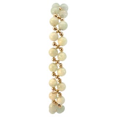 14K Yellow Gold Double-Strand Jade 
Gold Bead Bracelet