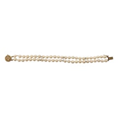 14K Yellow Gold Double Strand Pearl Bracelet #25745