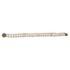 14K Yellow Gold Double Strand Pearl Bracelet #25745