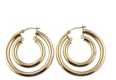14k Yellow Gold Double Swinging Hoop Earrings #23094