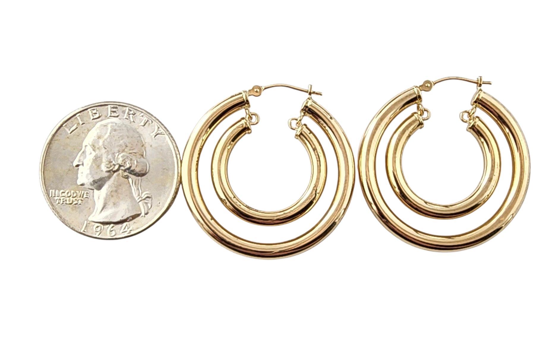 Boucles d'oreilles double en or jaune 14k #23094 en vente 1