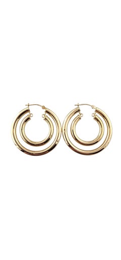 14k Yellow Gold Double Swinging Hoop Earrings #23094