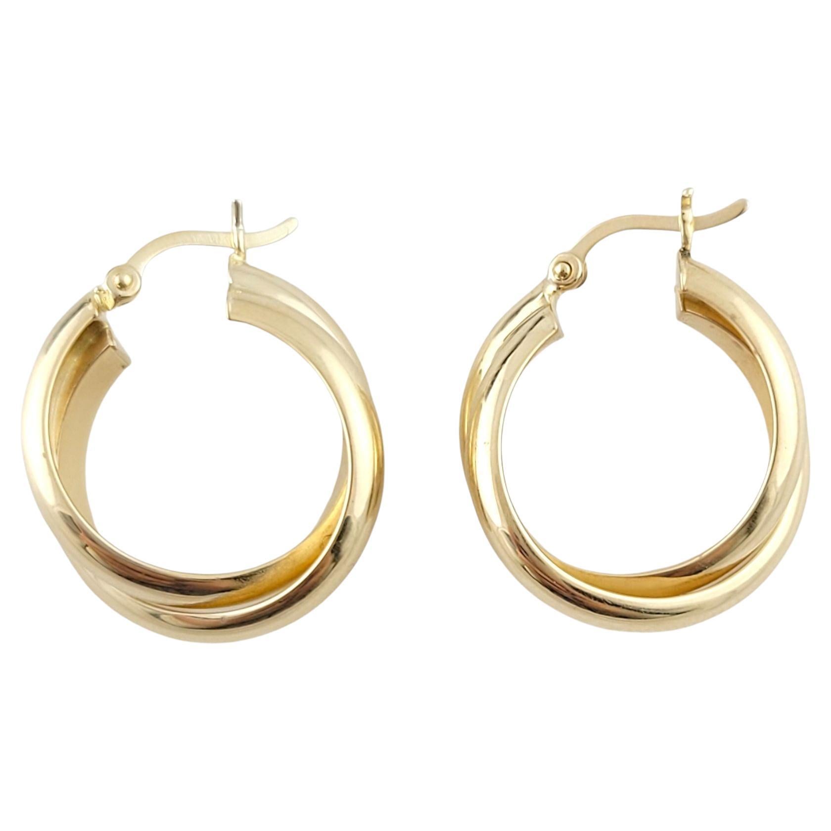 Orecchini a cerchio doppio ritorto in oro giallo 14k