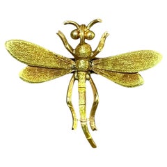 14K Yellow Gold Dragonfly Brooch