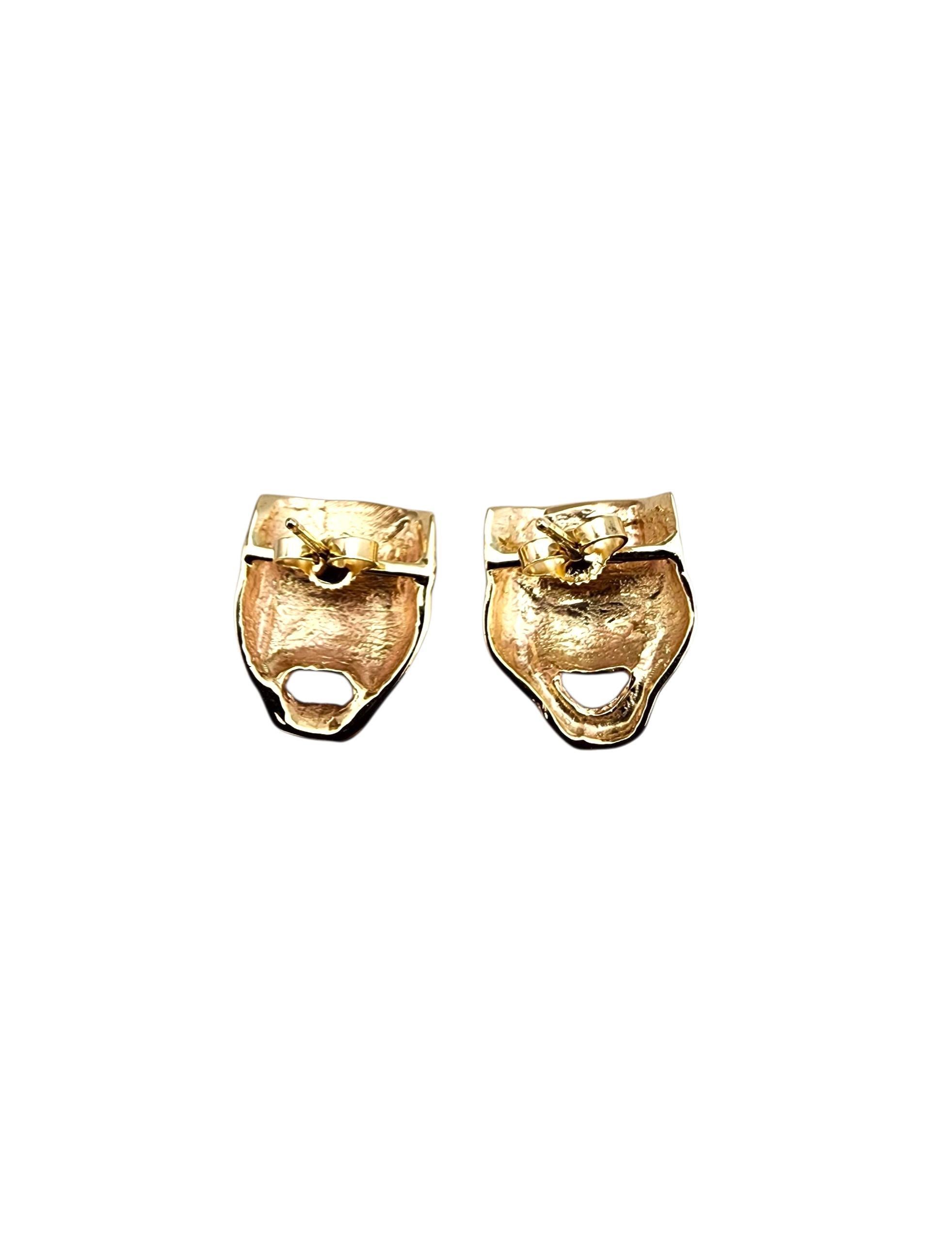 Women's 14K Yellow Gold Drama Masks Laugh Now Cry Later Earrings #22699 For Sale