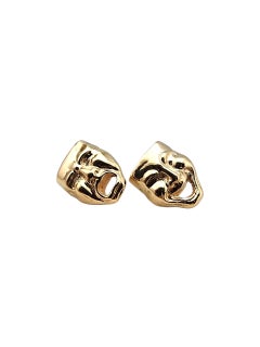 14K Yellow Gold Drama Masks Laugh Now Cry Later Earrings #22699