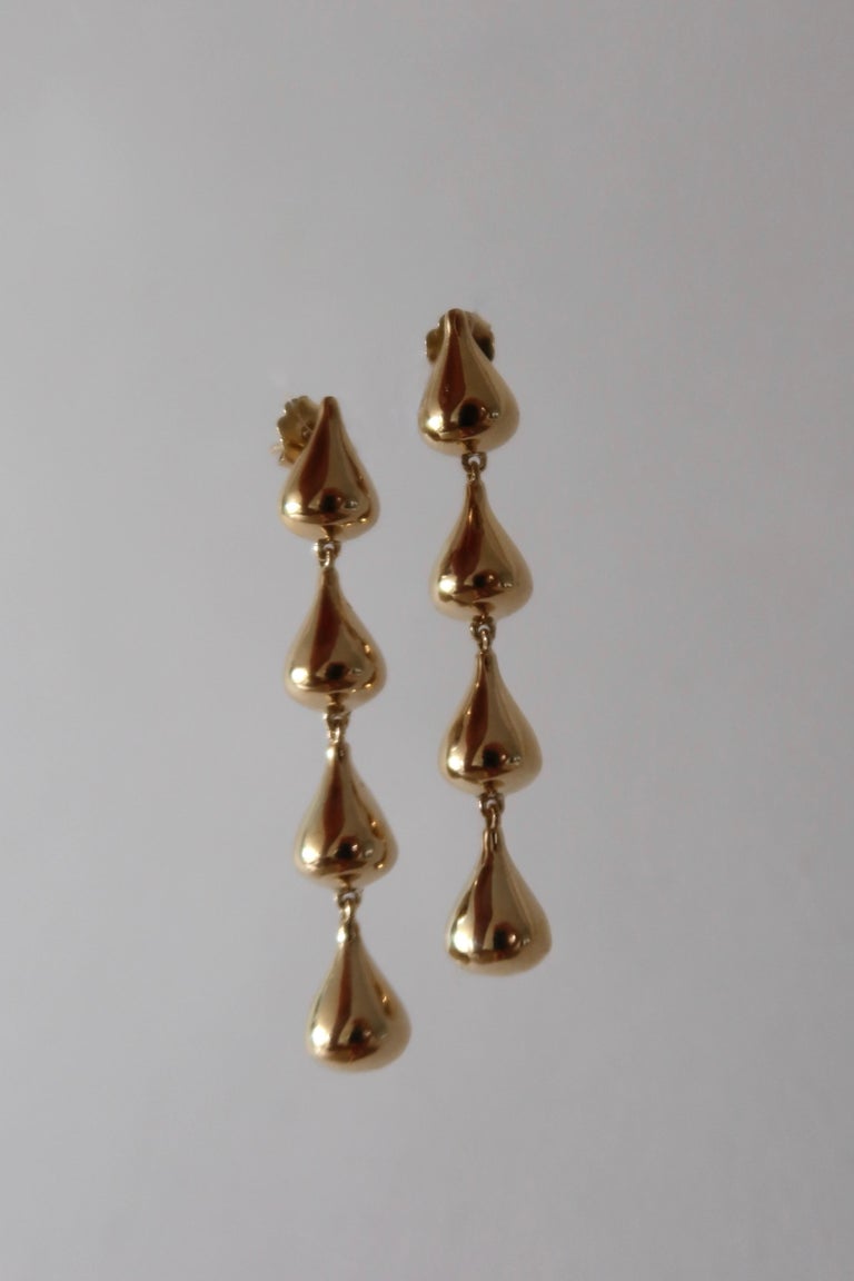 Modern 14k Yellow Gold Drip Earrings For Sale