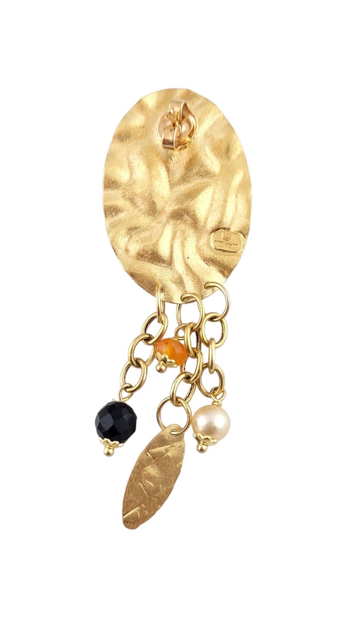 Boucles d'oreilles pendantes en or jaune 14K avec perles à facettes #14952 Pour femmes en vente