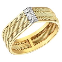 14K Yellow Gold Drop Ring with Diamonds