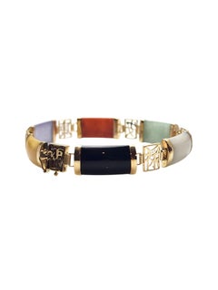 Pulsera de jade teñido en oro amarillo de 14K n.º 25766