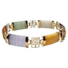Pulsera de jade teñido en oro amarillo de 14K n.º 25766