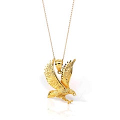 14k Yellow Gold Eagle Pendant Necklace