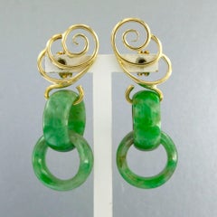 14k yellow gold earring set with jade – 14.5 grams