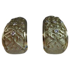 14K Yellow Gold Earrings with Hearts and Arrows Diamonds New