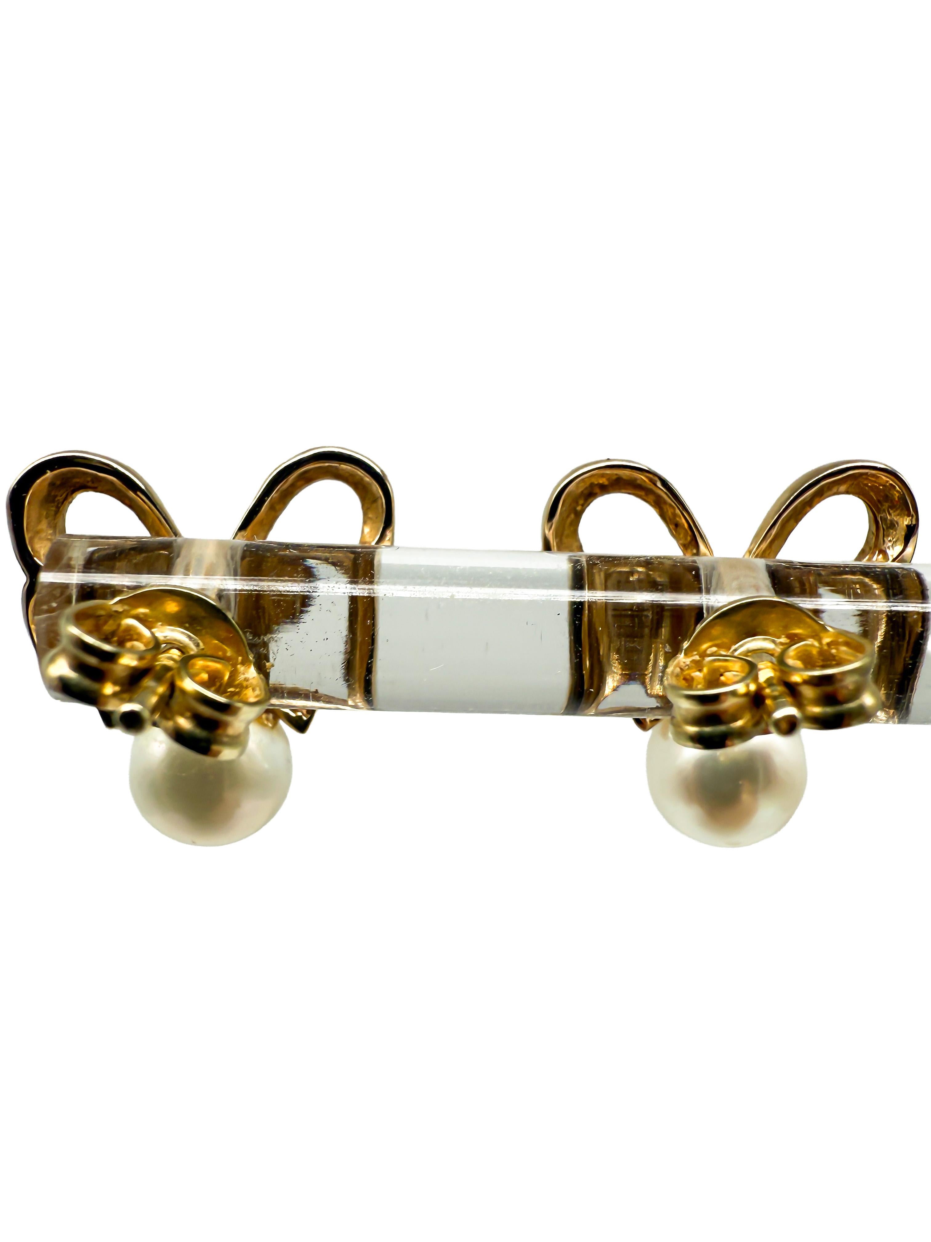 Taglio rotondo Orecchini in oro giallo 14K con perle in vendita