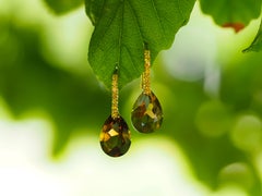 14k Yellow Gold Earrings with Smoky Quartz and Yellow Sapphires