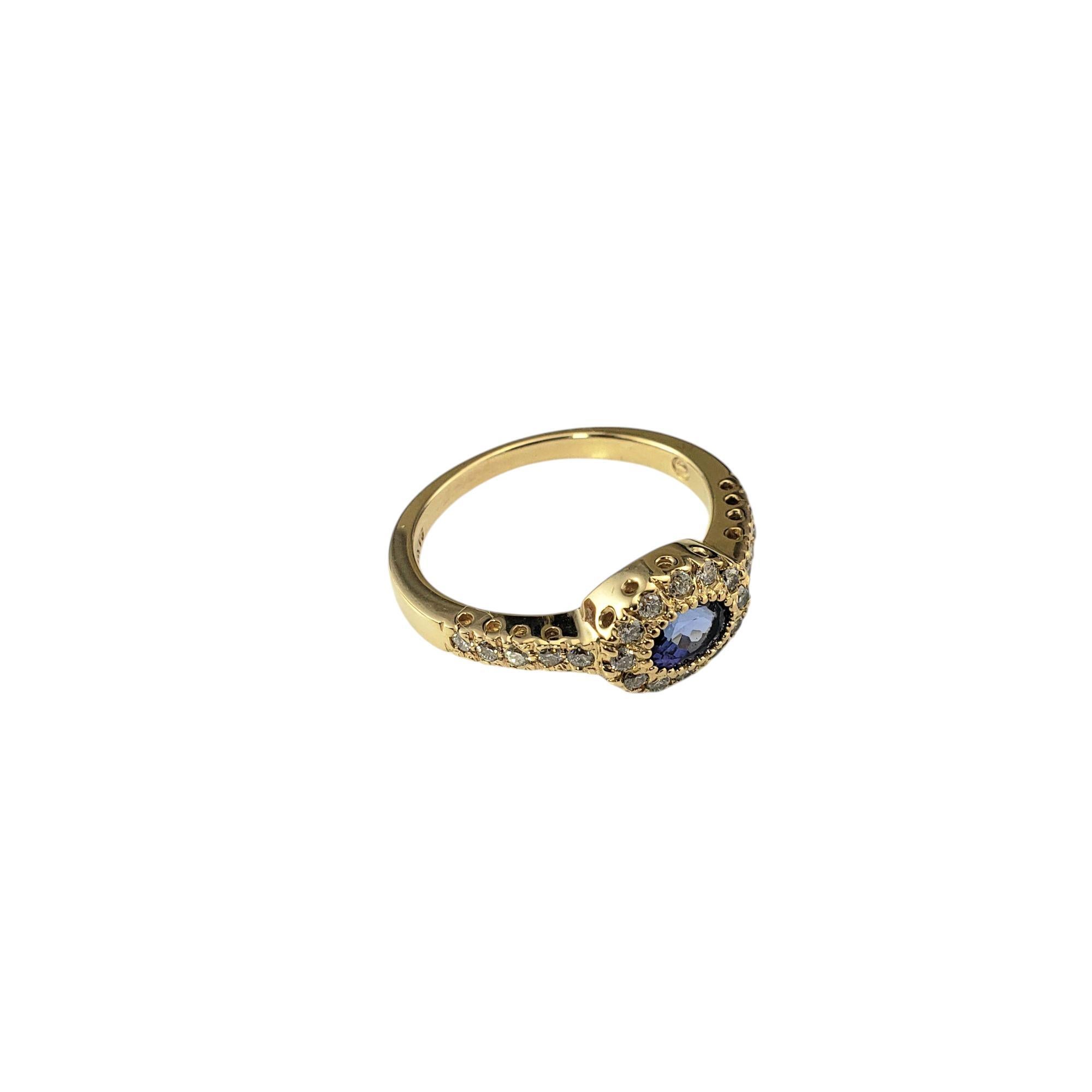 Oval Cut 14K Yellow Gold East West Tanzanite Diamond Halo Ring Size 8  #21197 For Sale