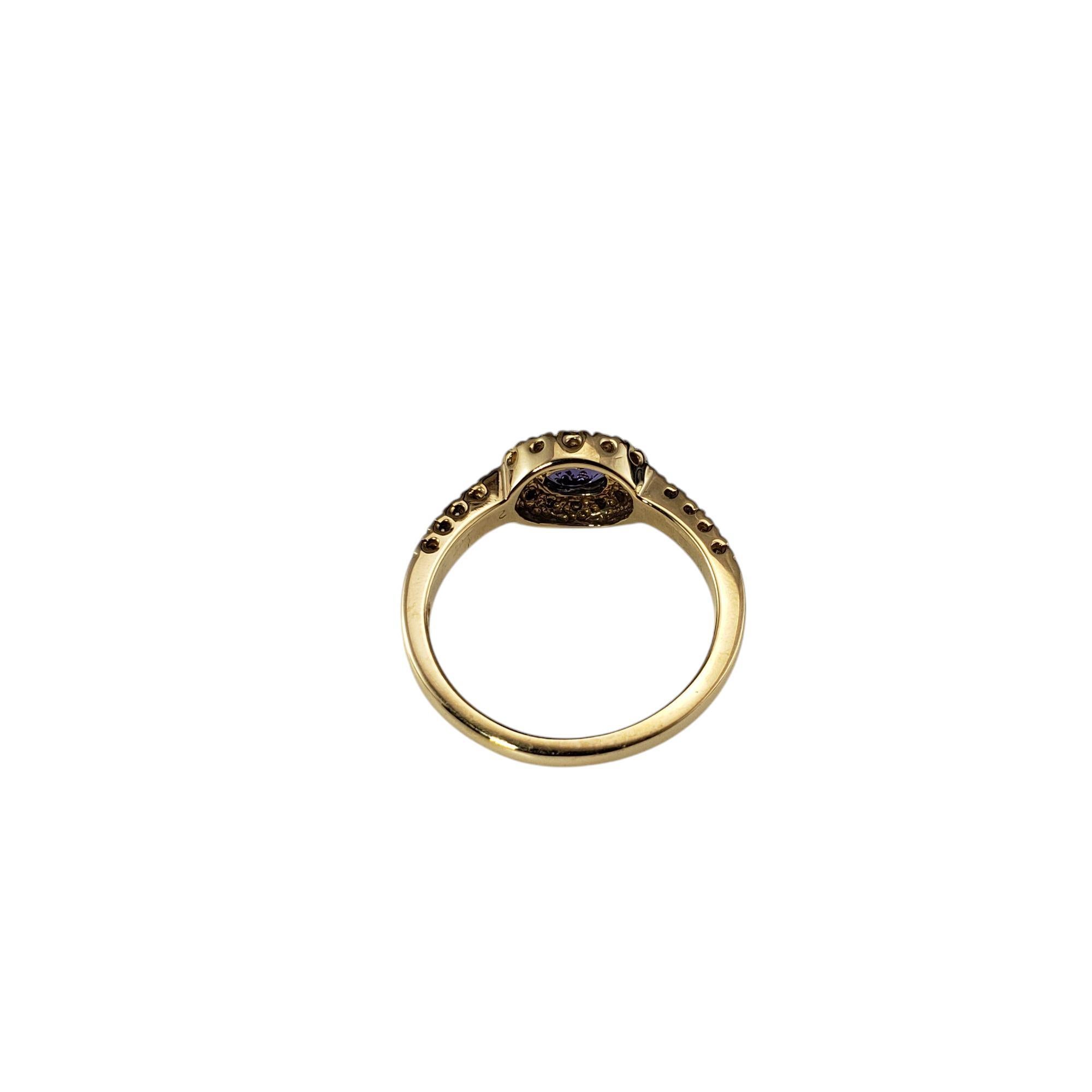 14K Yellow Gold East West Tanzanite Diamond Halo Ring Size 8  #21197 In Good Condition For Sale In Washington Depot, CT