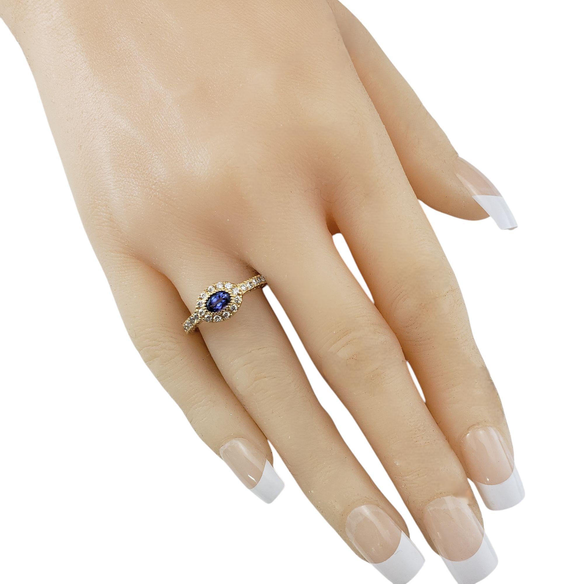 14K Yellow Gold East West Tanzanite Diamond Halo Ring Size 8  #21197 For Sale 1