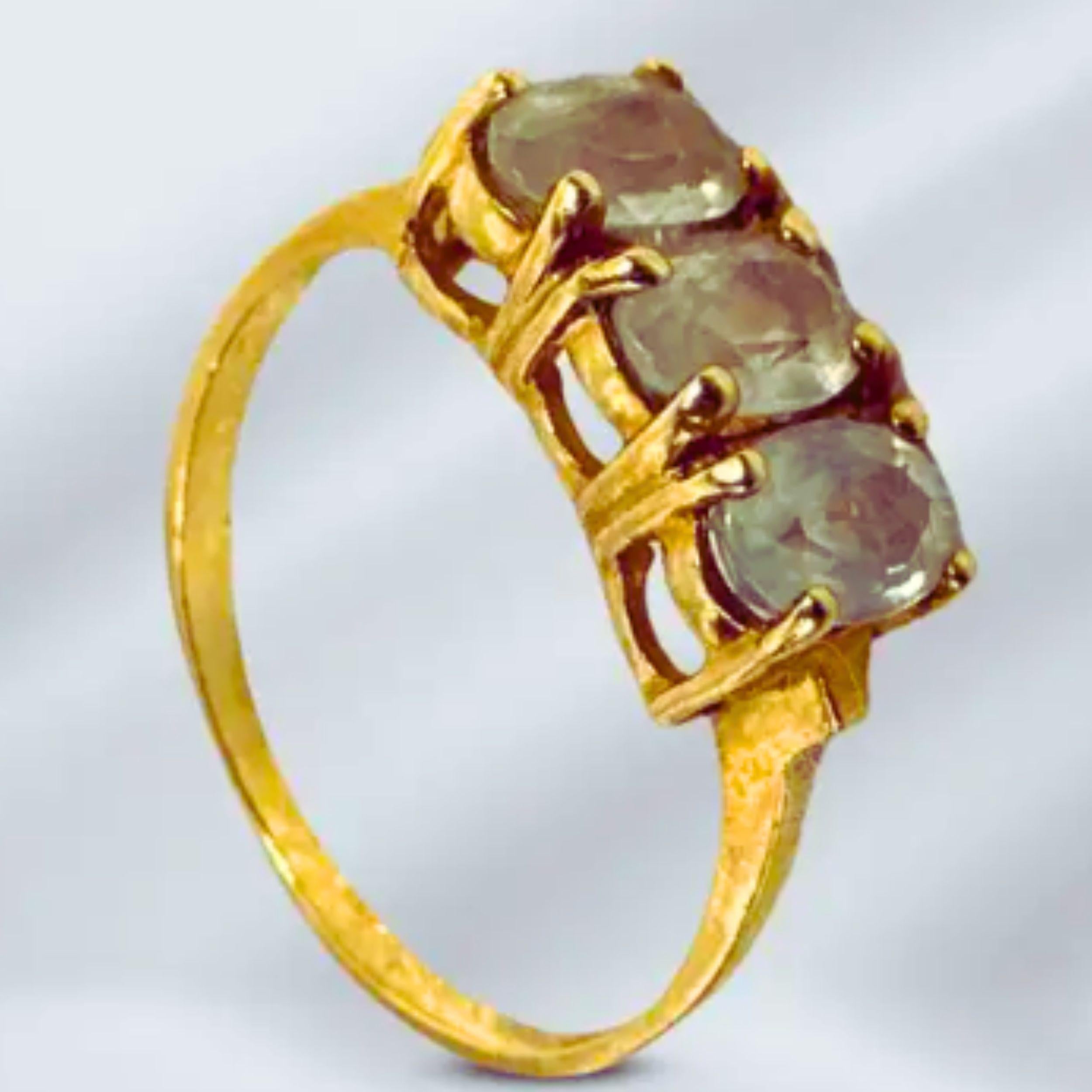 Anello in oro giallo 14K con cocktail edoardiano e cristalli trasparenti, misura 7 per le donne 4