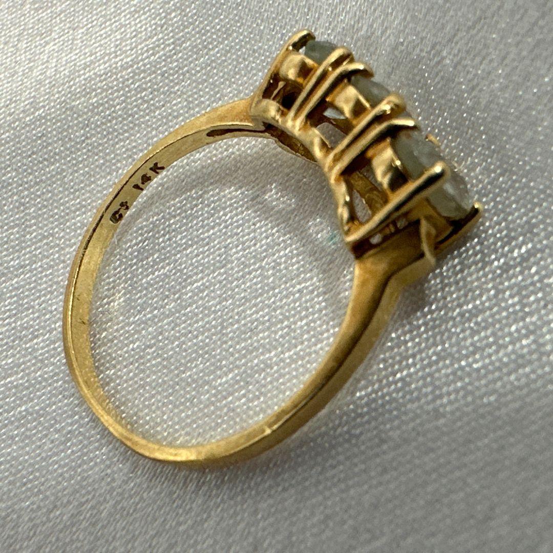 Anello in oro giallo 14K con cocktail edoardiano e cristalli trasparenti, misura 7 per le donne In condizioni ottime a Jacksonville, FL
