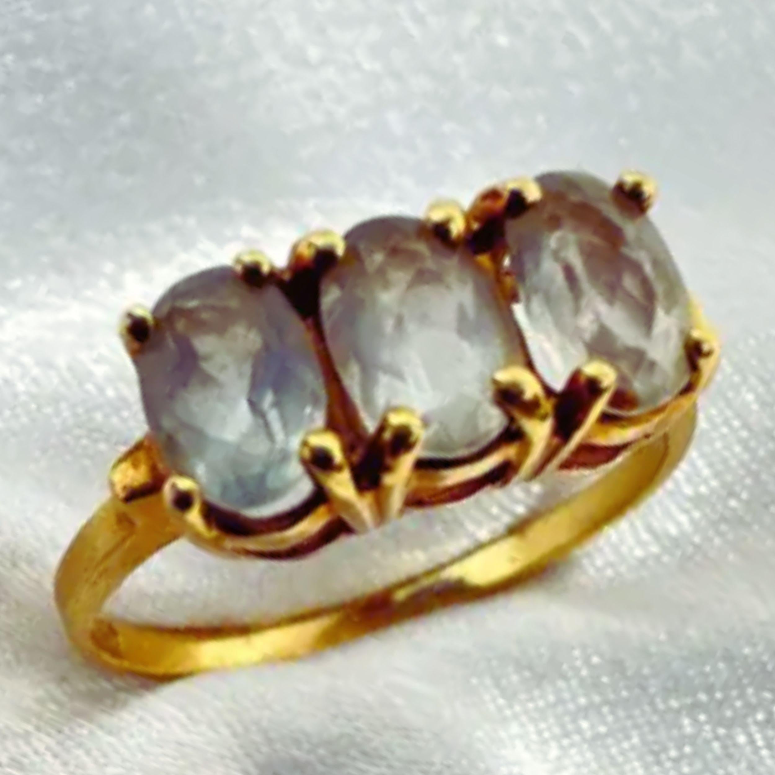da uomo o donna Anello in oro giallo 14K con cocktail edoardiano e cristalli trasparenti, misura 7 per le donne