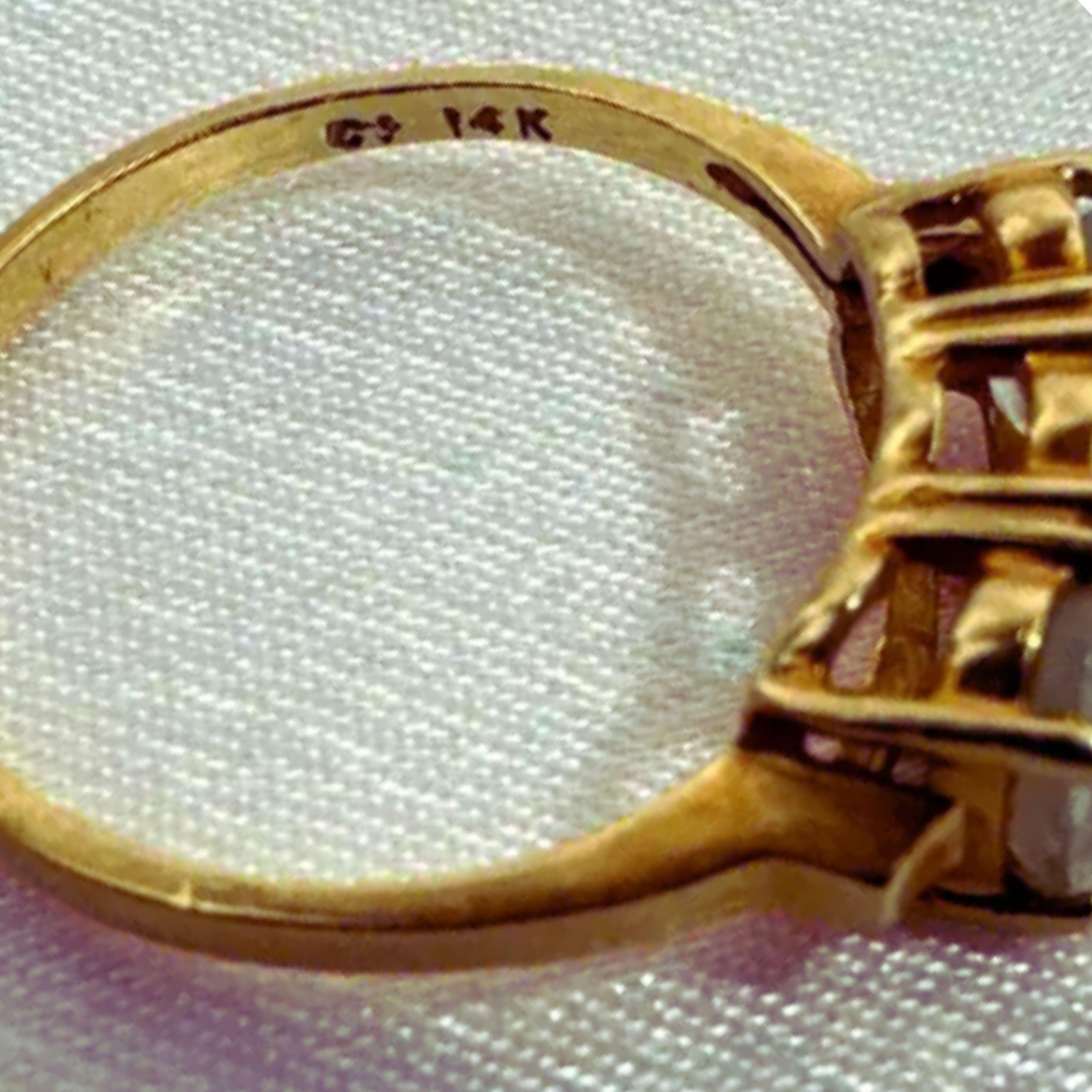 Anello in oro giallo 14K con cocktail edoardiano e cristalli trasparenti, misura 7 per le donne 2