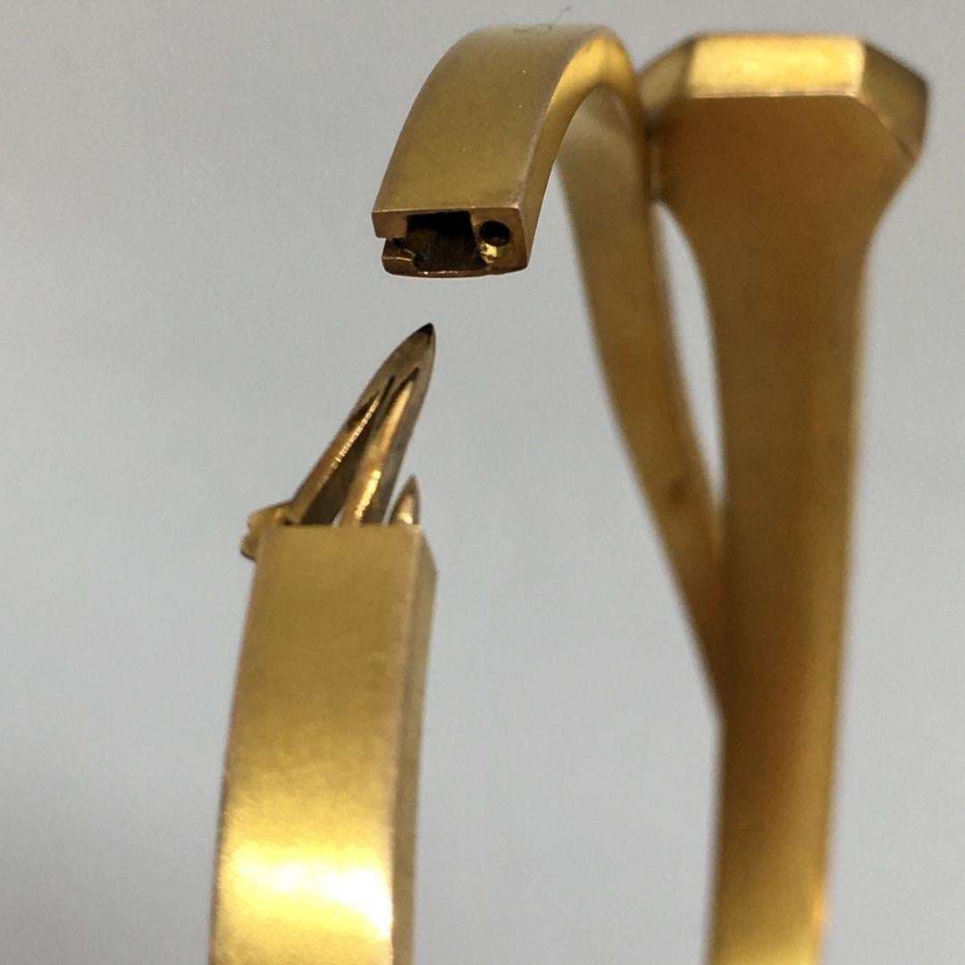 Antiker 14 Karat Gelbgold Edwardianische Ära Handgefertigter Armreif Armband American Nail 8