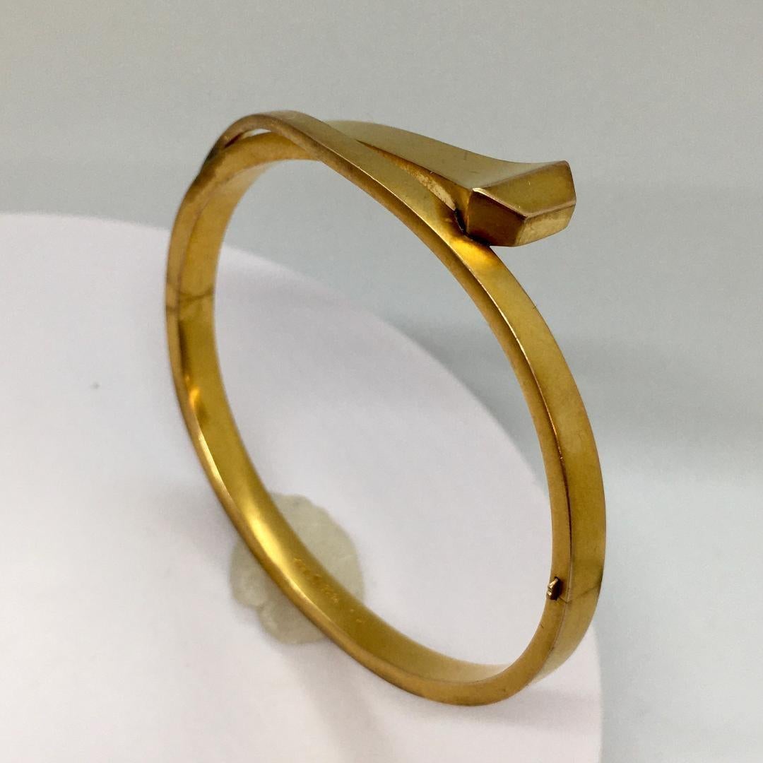 Antiker 14 Karat Gelbgold Edwardianische Ära Handgefertigter Armreif Armband American Nail 4