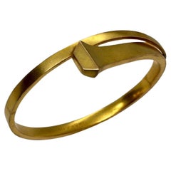 Antique 14K Yellow Gold Edwardian Era Handmade Bangle Bracelet American Nail