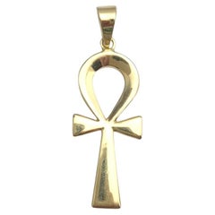 Colgante Ankh egipcio de oro amarillo de 14 quilates #21070