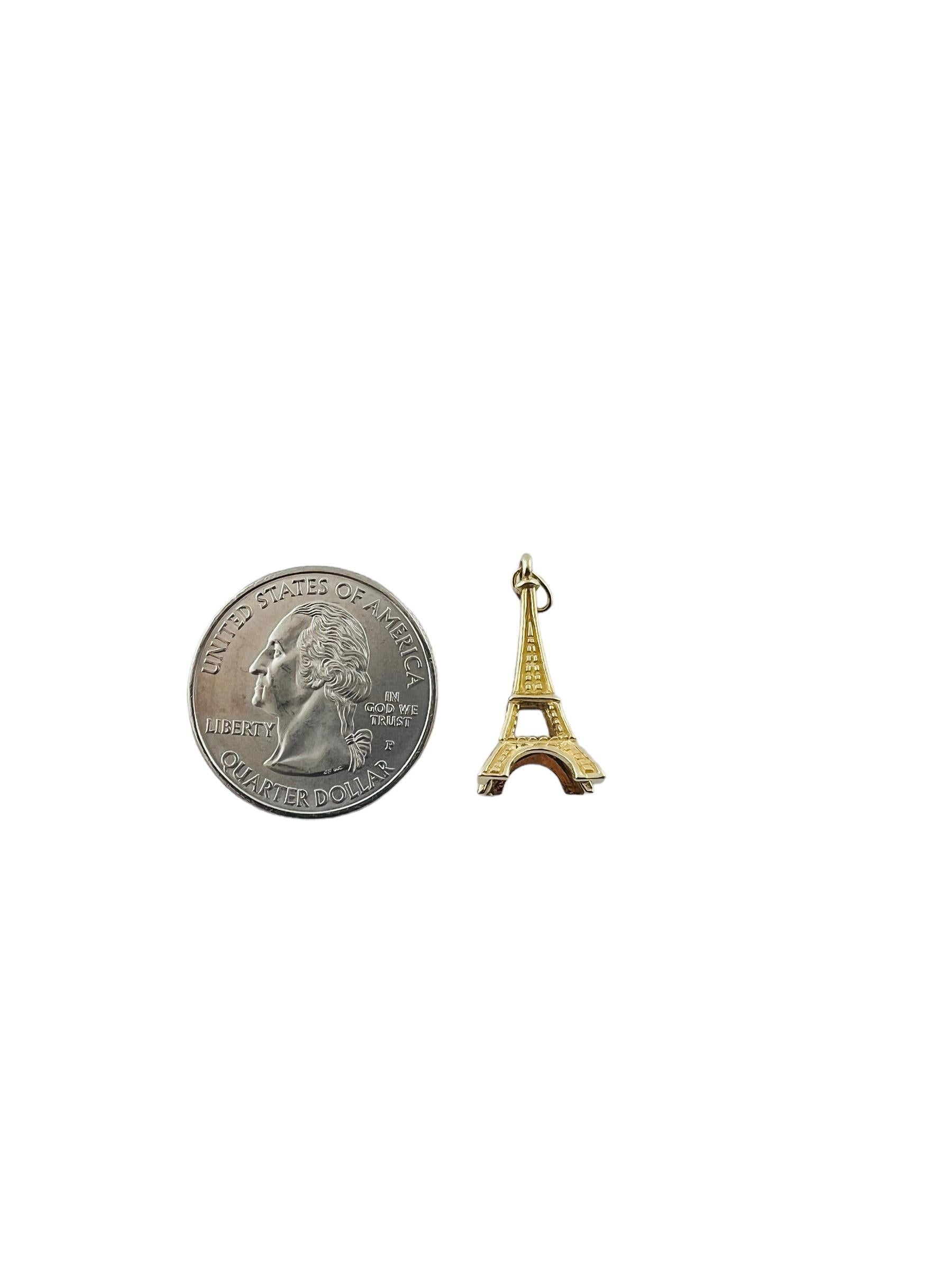 14K Yellow Gold Eiffel Tower Charm Pendant #15558 For Sale 2